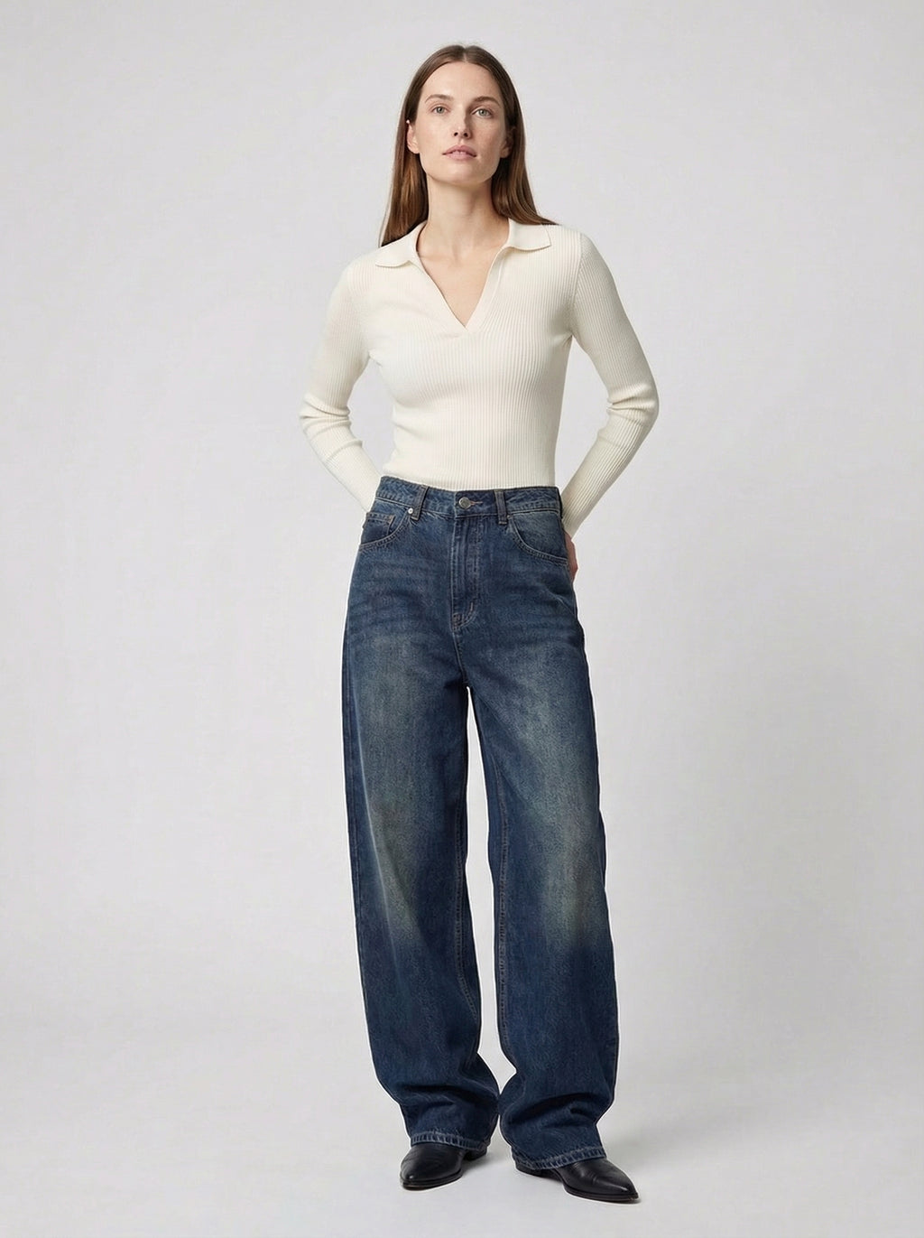 Dames Wide Leg Jeans | Hoge Taille Losse Pasvorm Casual Stijl