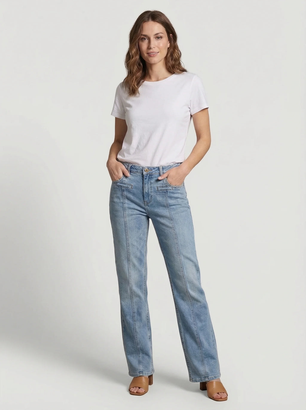 Dames Flared Jeans | Hoge Taille Ster Detail Uitlopende Pijpen Casual Stijl