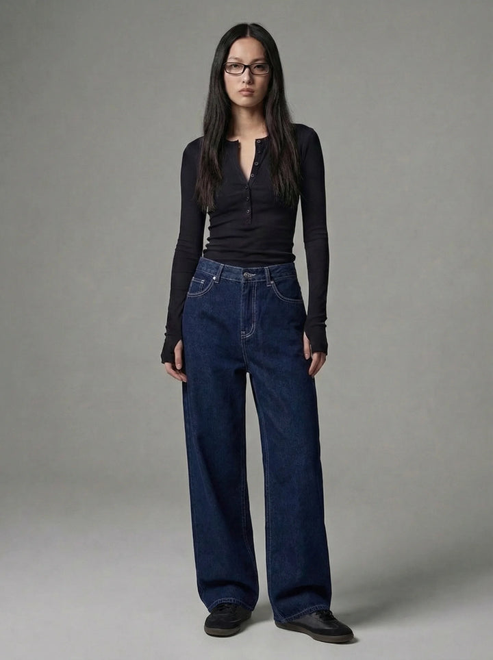 Dames Wide Leg Jeans | Lage Taille Losse Pasvorm Casual Streetwear