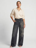 Dames Wide Leg Jeans | Hoge Taille Print Losse Pasvorm Casual Stijl