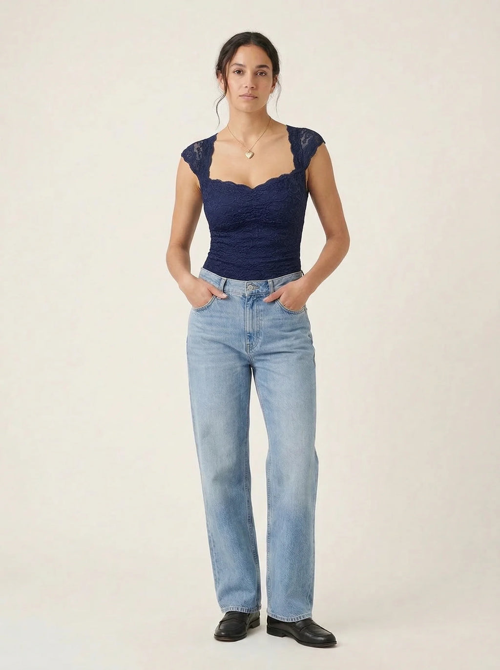 Dames Lace Top | Mouwloos Getailleerde Pasvorm Vierkante Hals