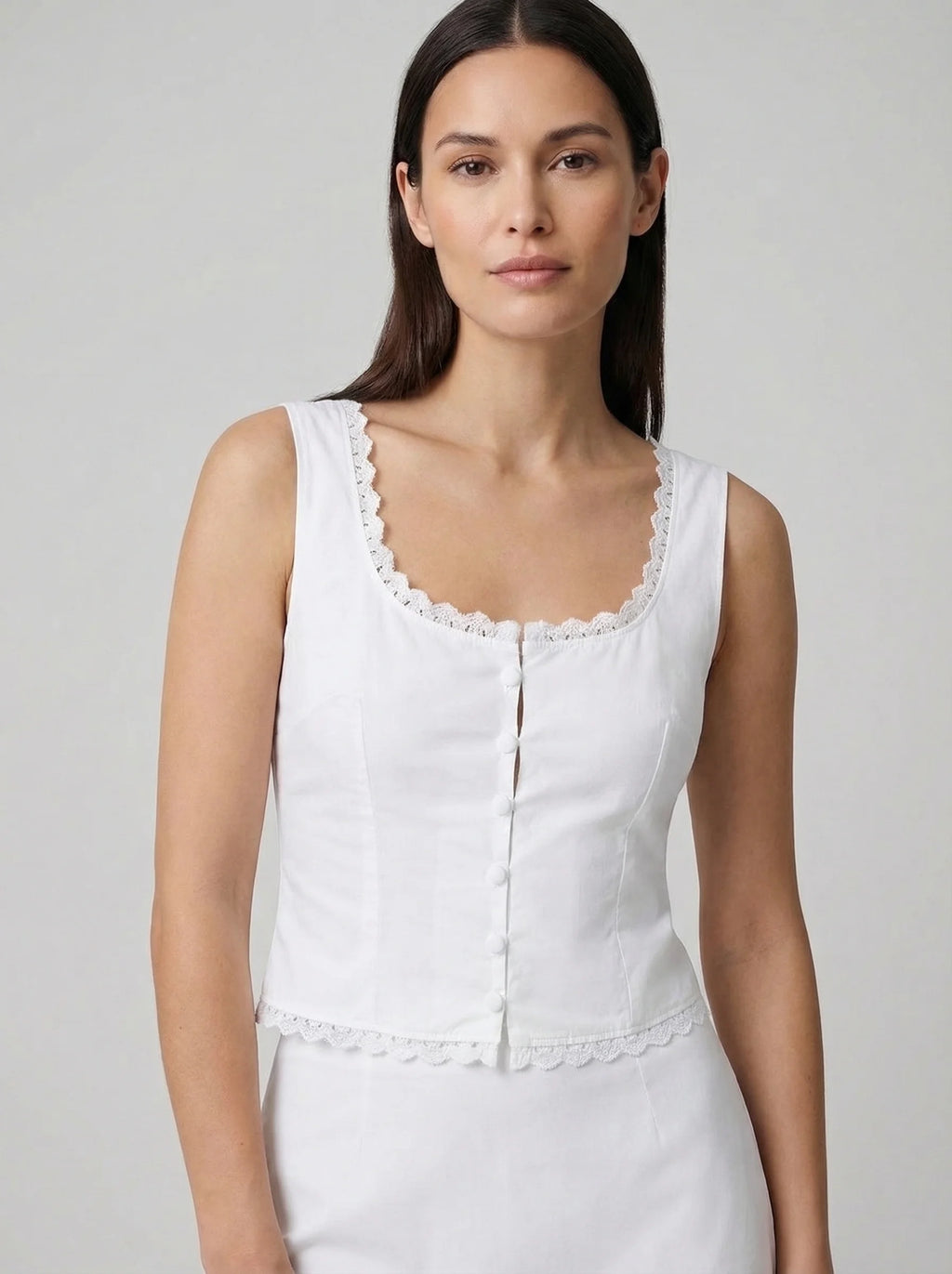 Dames Top | Mouwloos Getailleerd Model Knoopsluiting