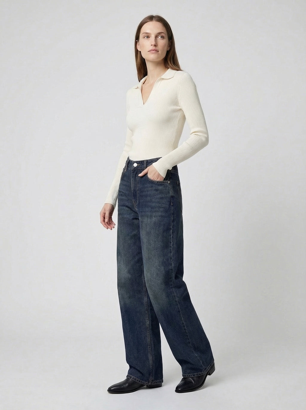 Dames Wide Leg Jeans | Hoge Taille Losse Pasvorm Casual Stijl