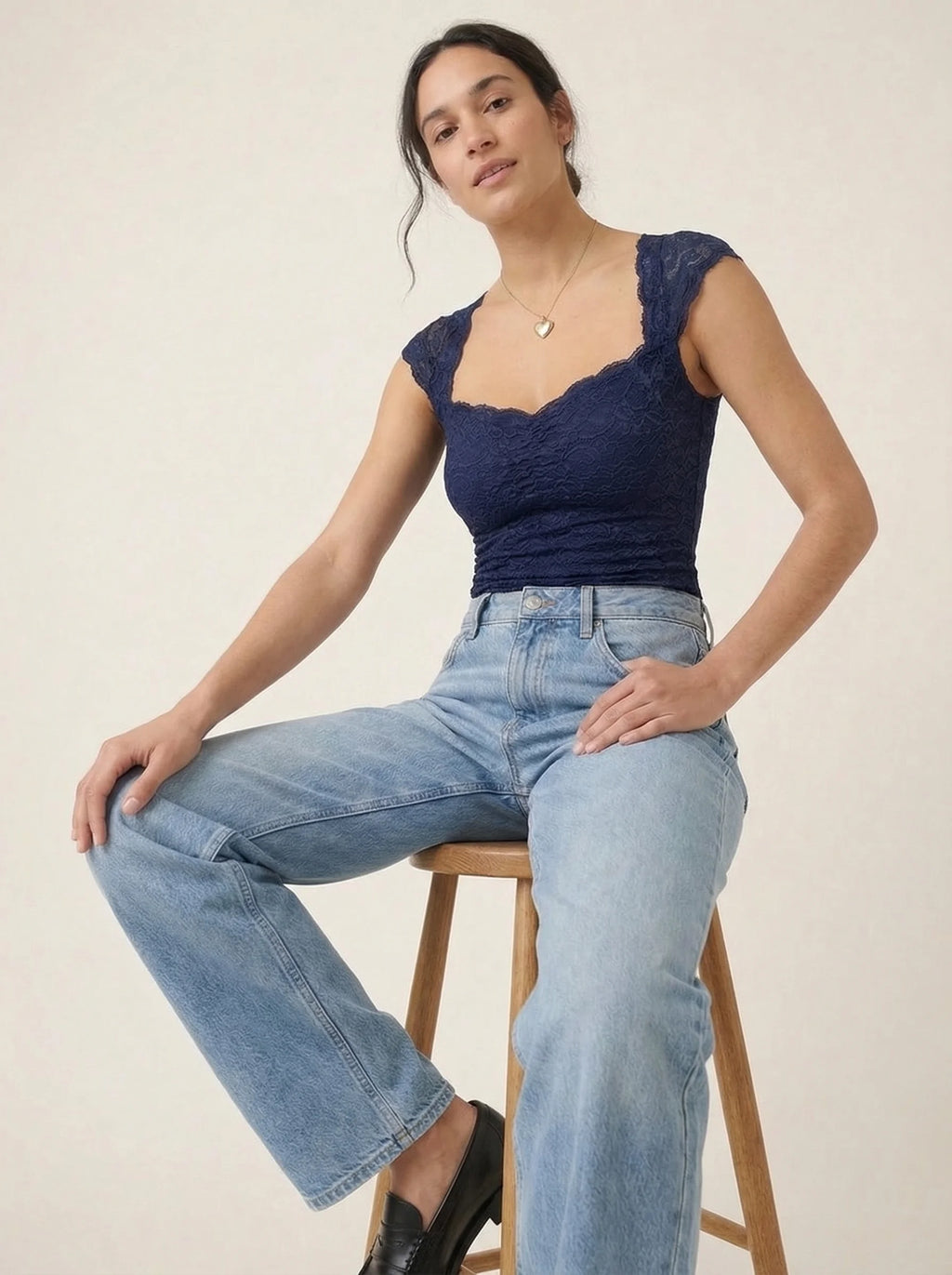 Dames Lace Top | Mouwloos Getailleerde Pasvorm Vierkante Hals