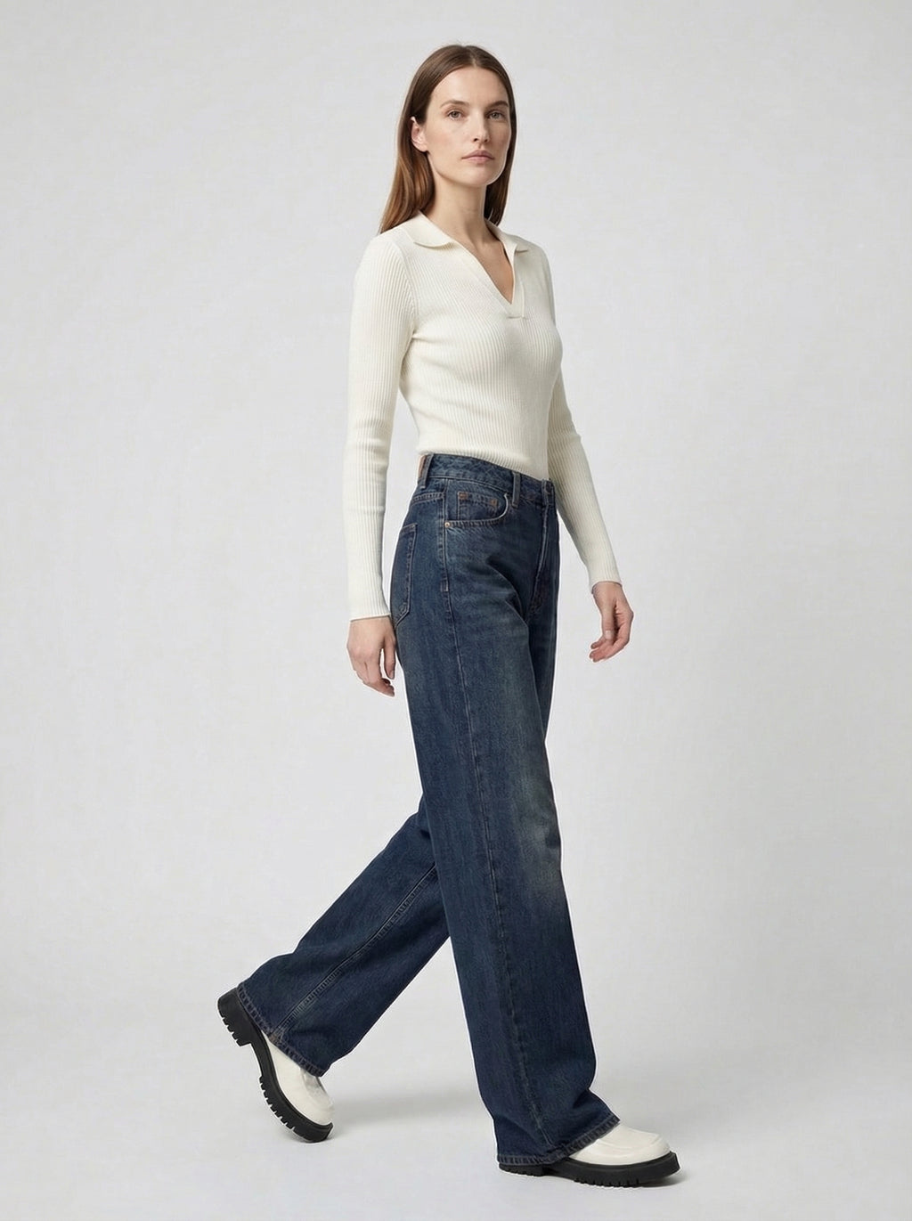 Dames Wide Leg Jeans | Hoge Taille Losse Pasvorm Casual Stijl