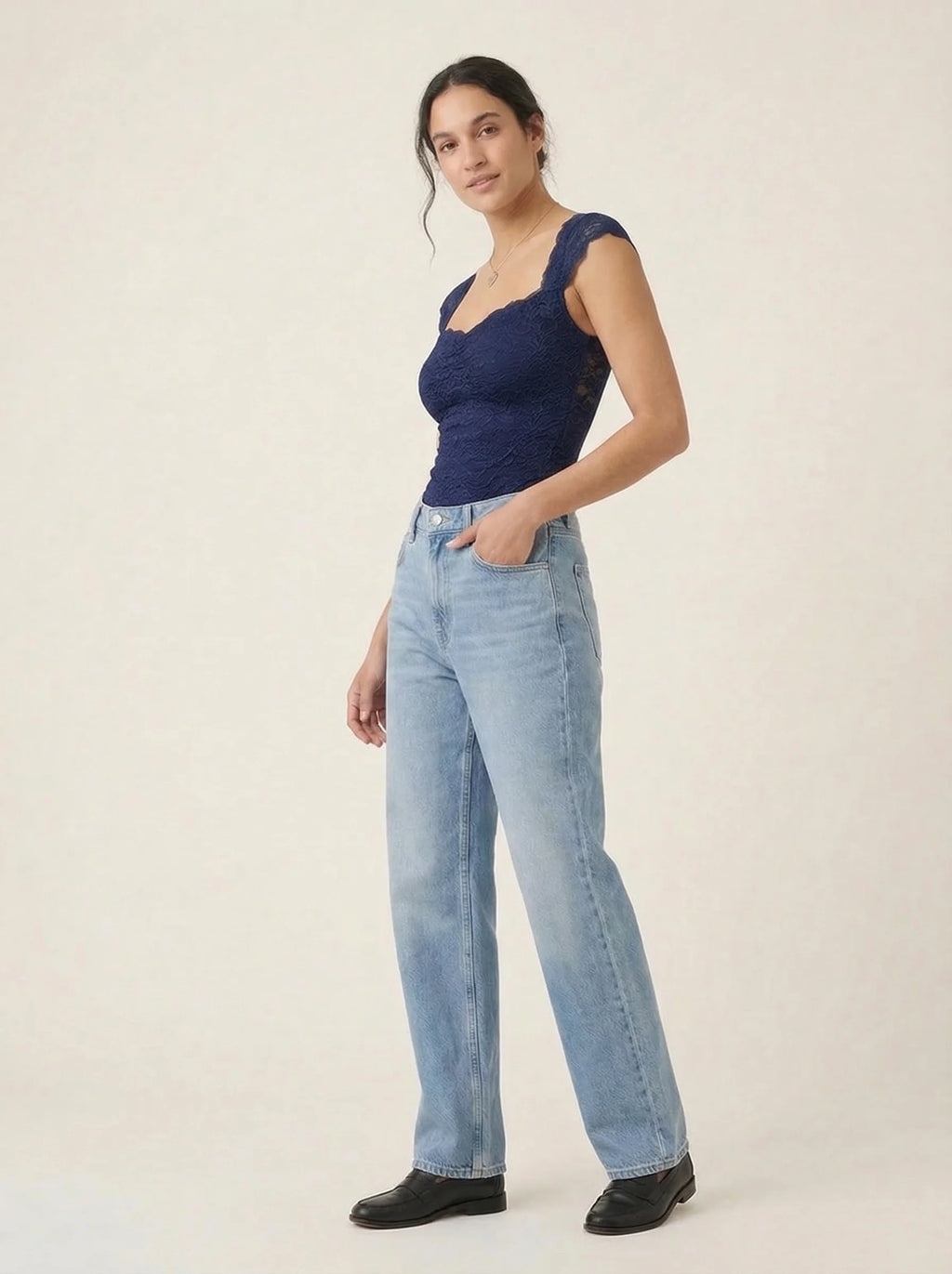 Dames Lace Top | Mouwloos Getailleerde Pasvorm Vierkante Hals