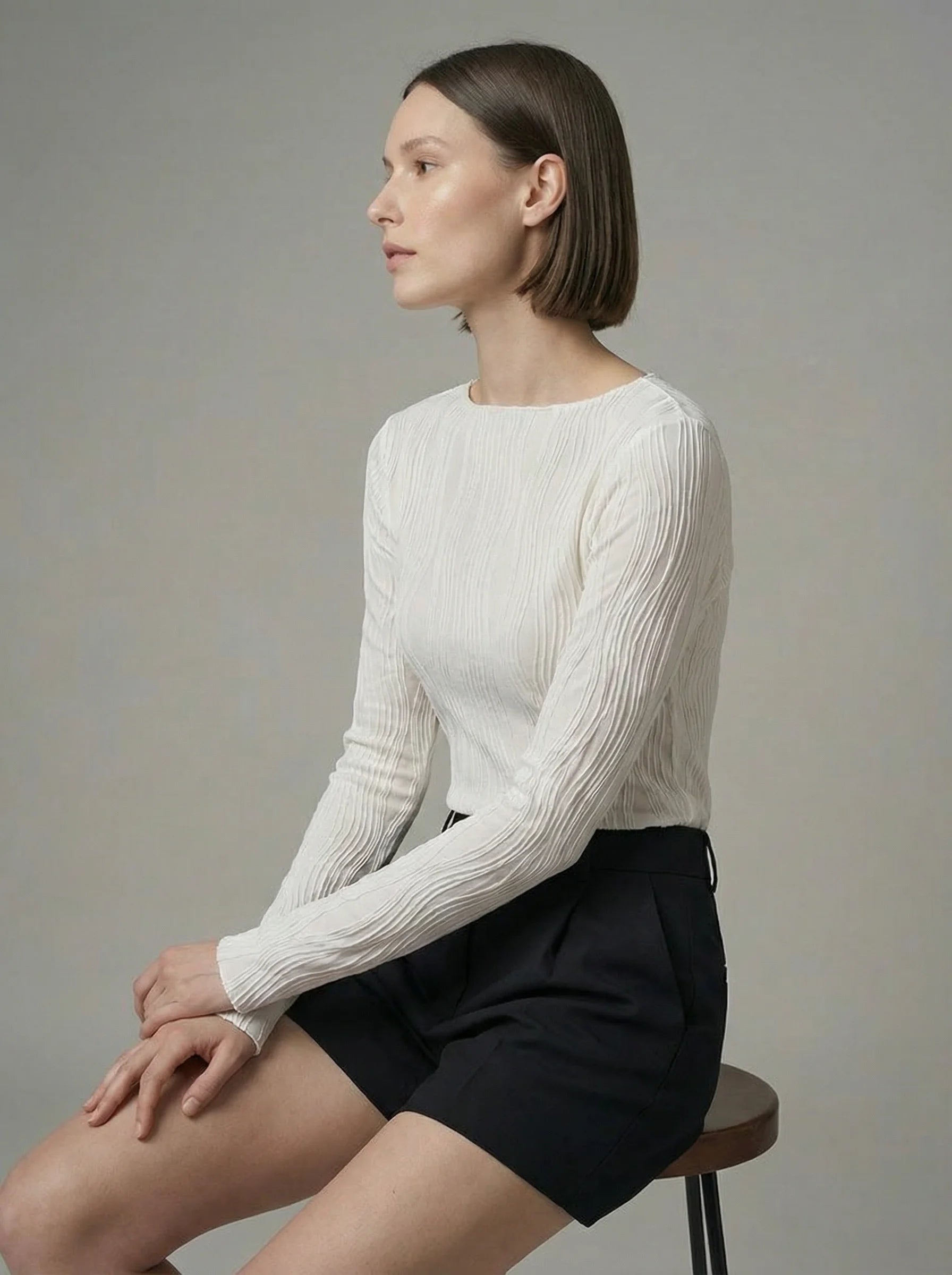 Dames Longsleeve Top | Aansluitende Pasvorm Ronde Hals