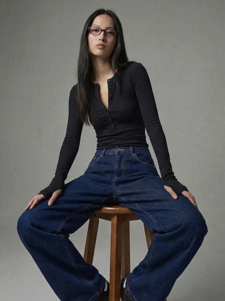 Dames Wide Leg Jeans | Lage Taille Losse Pasvorm Casual Streetwear