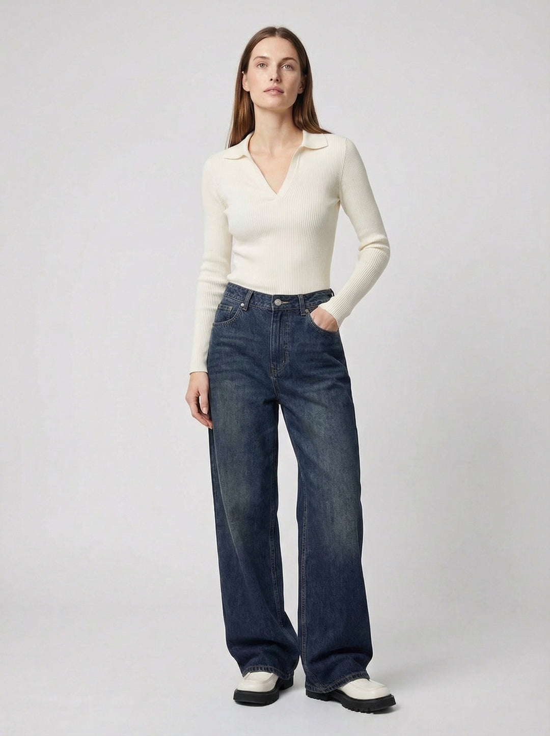 Dames Wide Leg Jeans | Hoge Taille Losse Pasvorm Casual Stijl