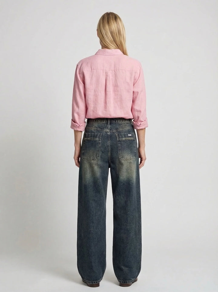 Dames Wide Leg Jeans | Hoge Taille Losse Pasvorm Casual Streetwear