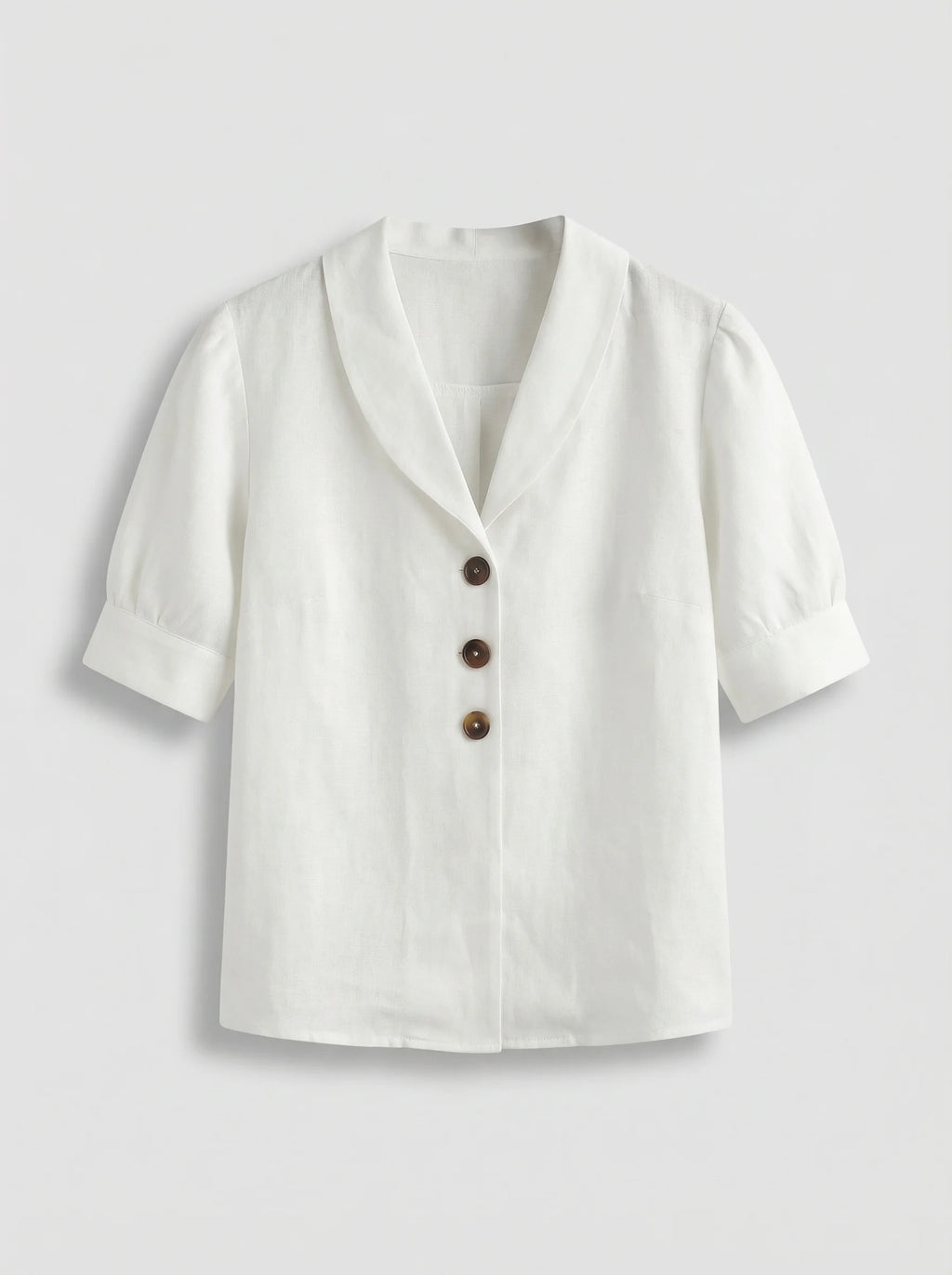 Dames Blouse | Korte Mouw Knopen V Hals Casual Pasvorm