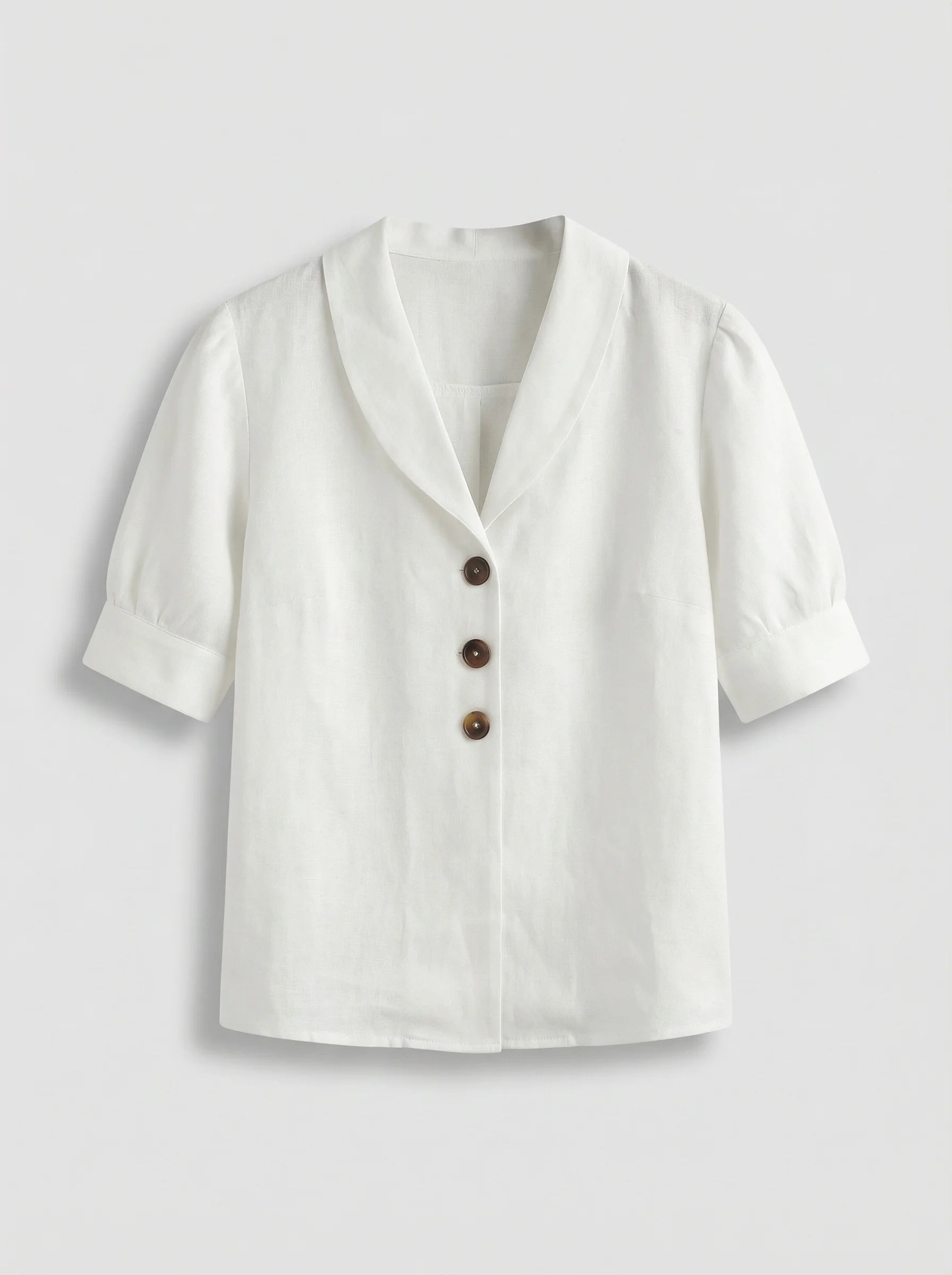 Dames Blouse | Korte Mouw Knopen V Hals Casual Pasvorm
