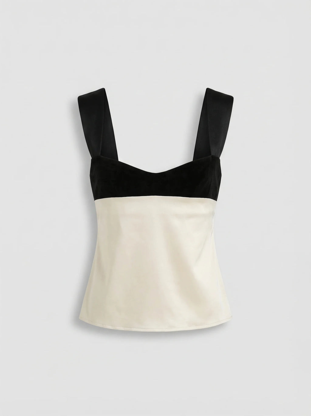 Dames Top | Mouwloos Vierkante Hals Contrast Design