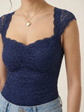 Dames Lace Top | Mouwloos Getailleerde Pasvorm Vierkante Hals