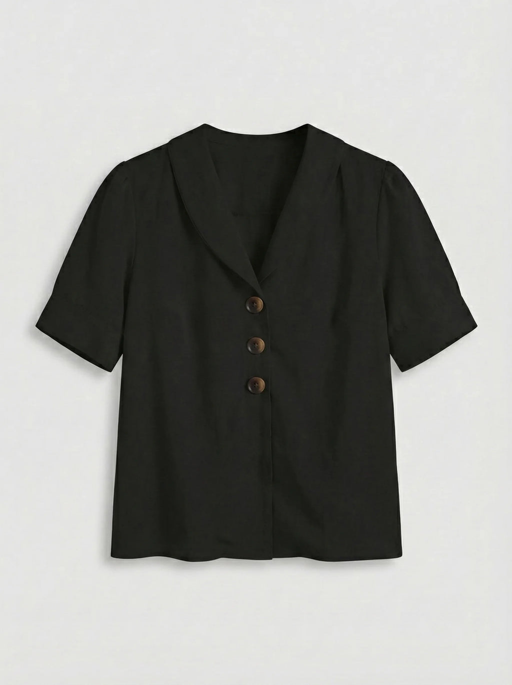 Dames Blouse | Korte Mouw Knopen V Hals Casual Pasvorm