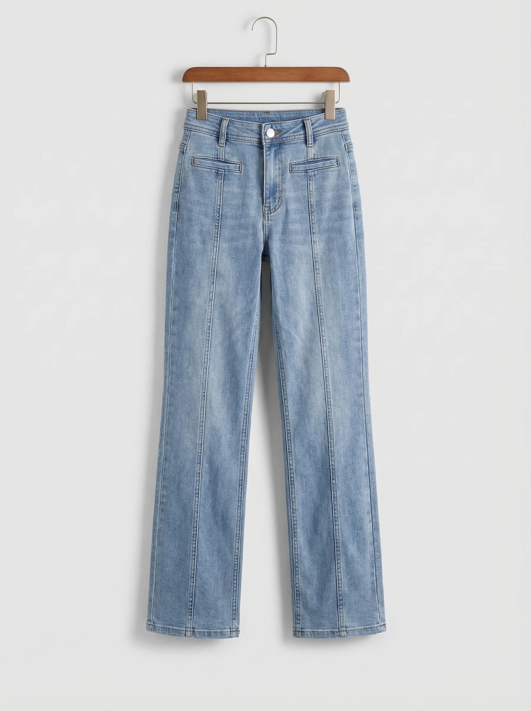Dames Flared Jeans | Hoge Taille Ster Detail Uitlopende Pijpen Casual Stijl