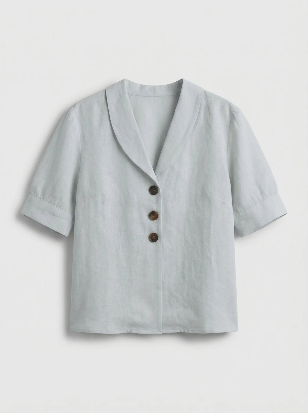 Dames Blouse | Korte Mouw Knopen V Hals Casual Pasvorm