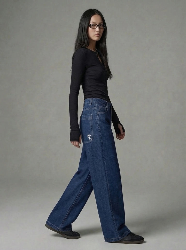 Dames Wide Leg Jeans | Lage Taille Losse Pasvorm Casual Streetwear