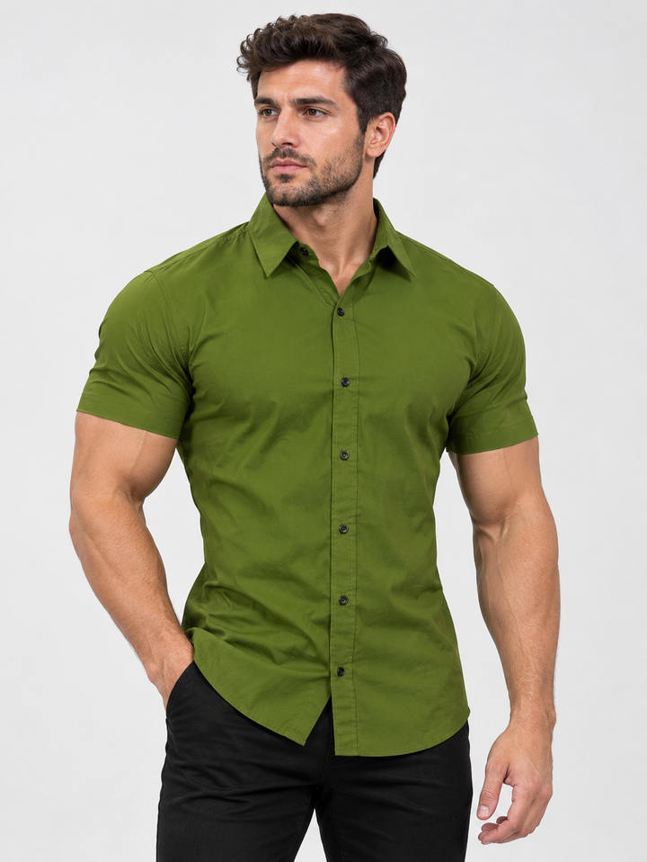 Slim fit herenoverhemd met korte mouwen