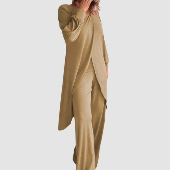 Dames 2-delige set top en broek - Elegant en veelzijdig - Khaki