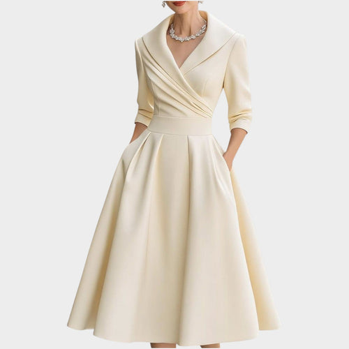 Dames A-lijn avondjurk - Elegant en verfijnd - Beige