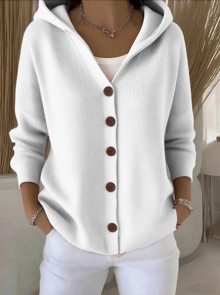 Dames A-lijn Capuchon Knit Cardigan in grijs, Klassieke Knit