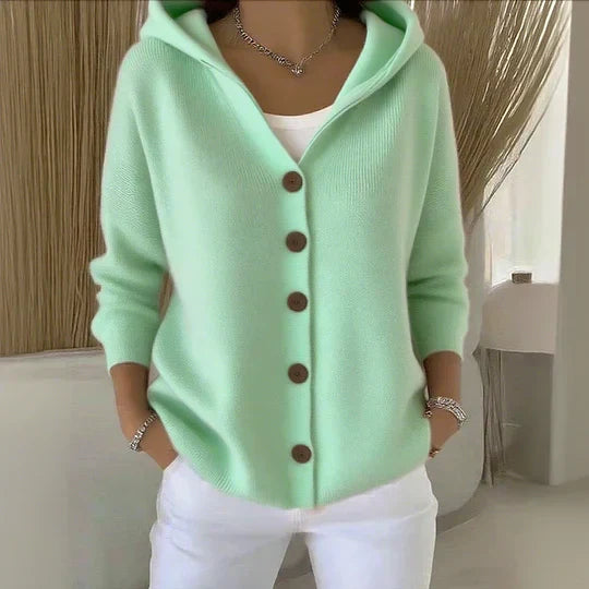 Dames A-lijn Capuchon Knit Cardigan in groen, Klassieke Knit