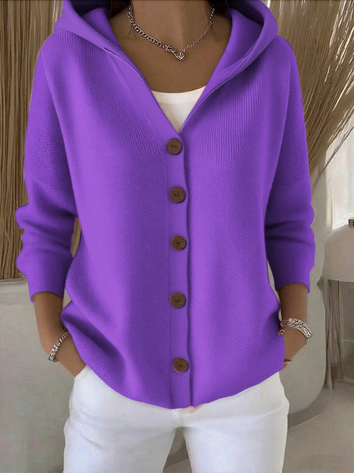 Dames A-lijn Capuchon Knit Cardigan in paars, Klassieke Knit
