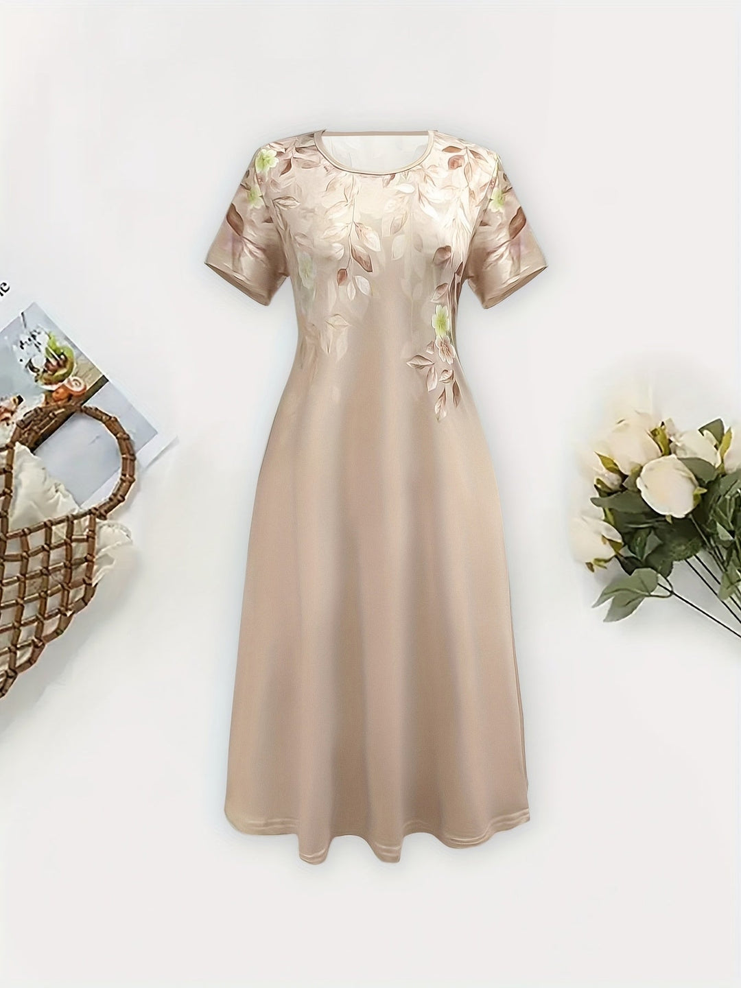 Dames A-lijn jurk met bloemenprint - Elegant