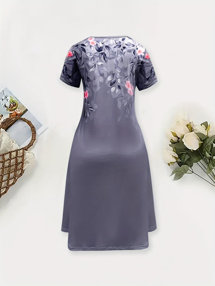 Dames A-lijn jurk met bloemenprint - Elegant
