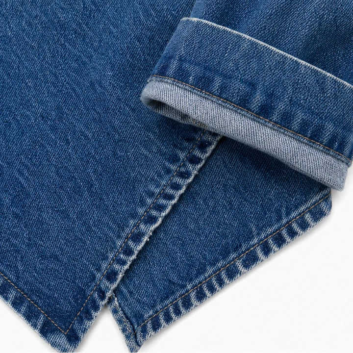Dames Asymmetrische Denim Jasje - Schuine Knopen en Staande Kraag