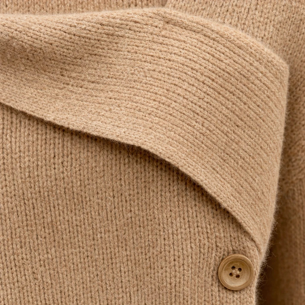 Dames Asymmetrische Kraag Gebreide Trui - Relaxed Fit