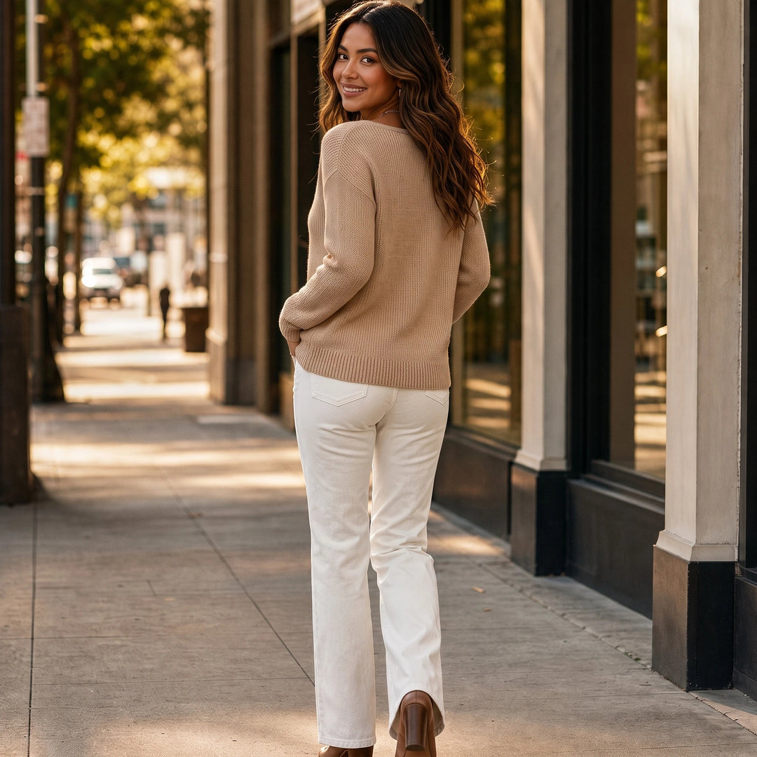 Dames Asymmetrische Kraag Gebreide Trui - Relaxed Fit