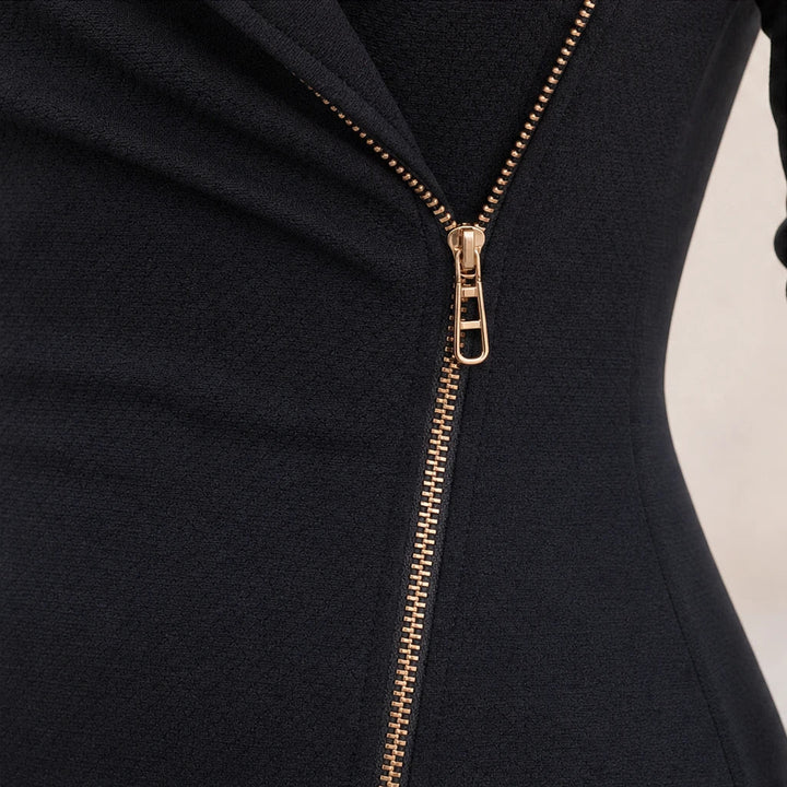 Dames asymmetrische ritsjurk met zijsplijtje - elegant en praktisch