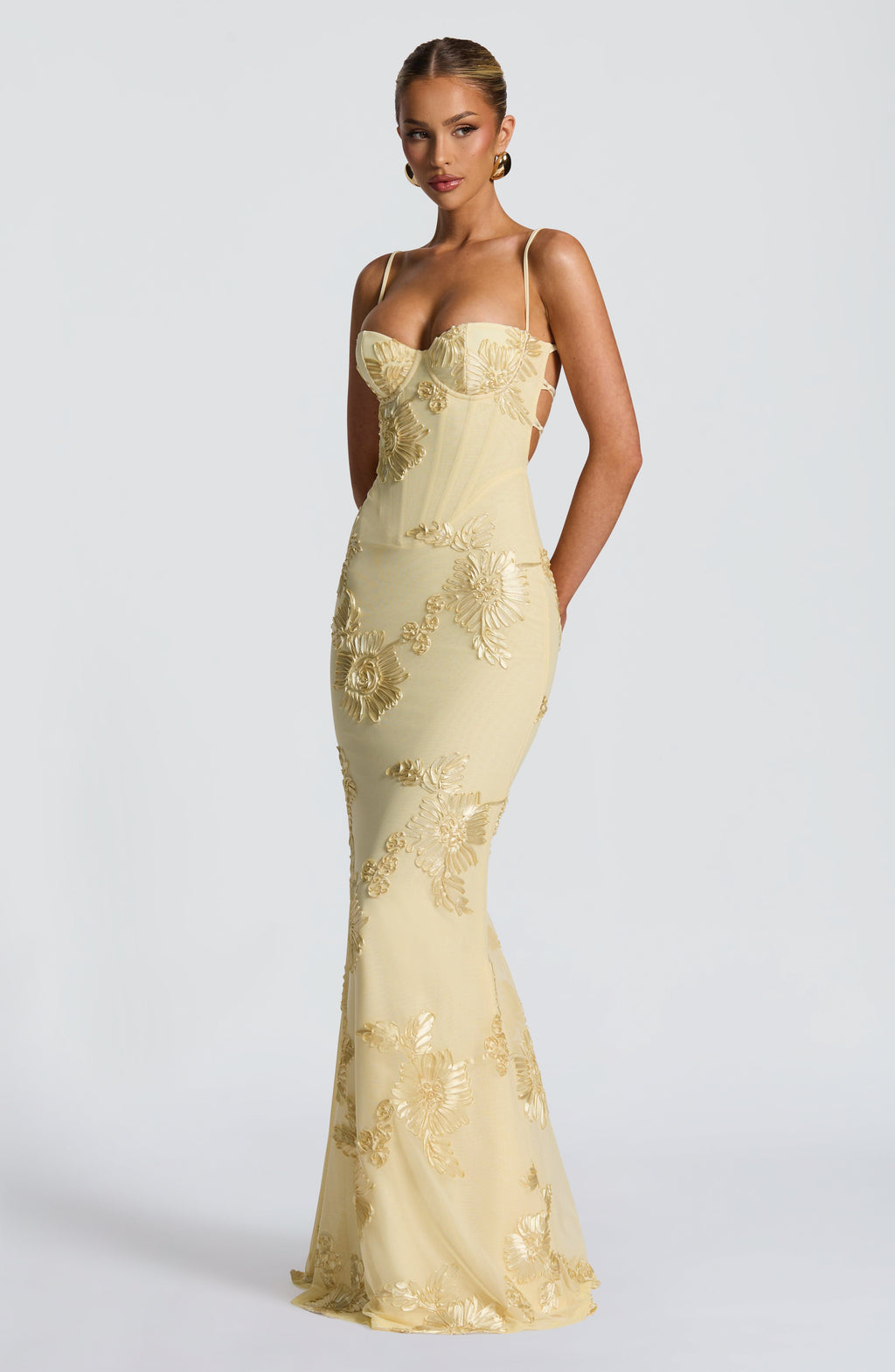 Dames Bloemen Corset Maxi Jurk - Bruiloftsgast