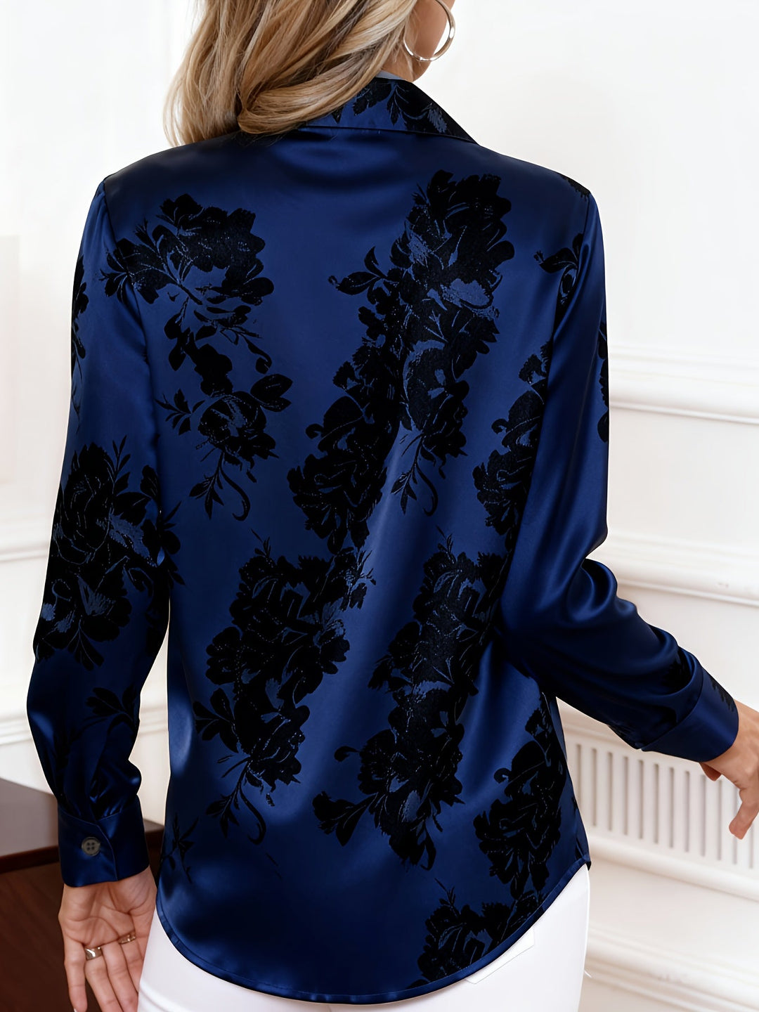 Dames Bloemenprint Blouse - Elegante Klassieke Snit