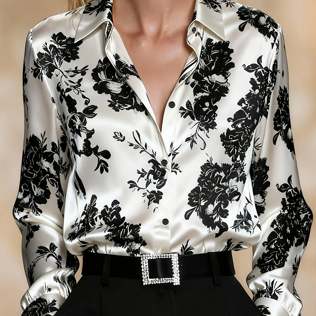 Dames Bloemenprint Blouse - Elegante Klassieke Snit
