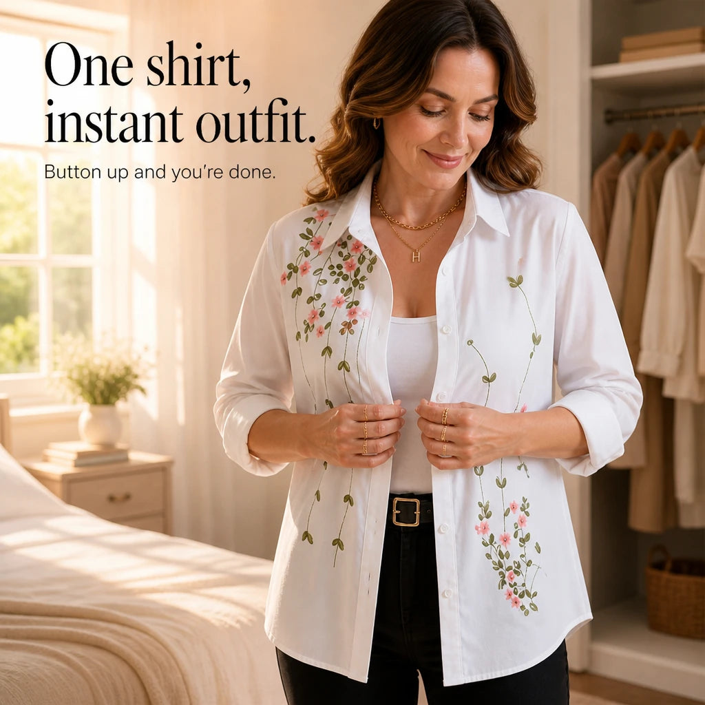 Dames bloemenprint lange mouwen blouse - casual hip-length