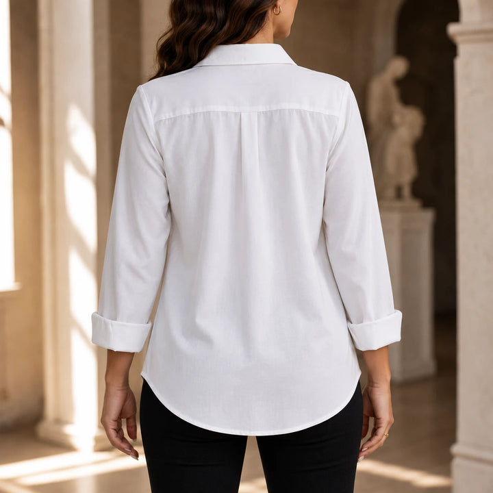 Dames bloemenprint lange mouwen blouse - casual hip-length