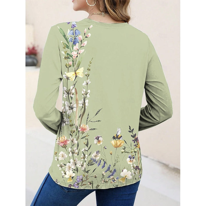 Dames bloemenprint lange mouwen top - klassieke elegantie