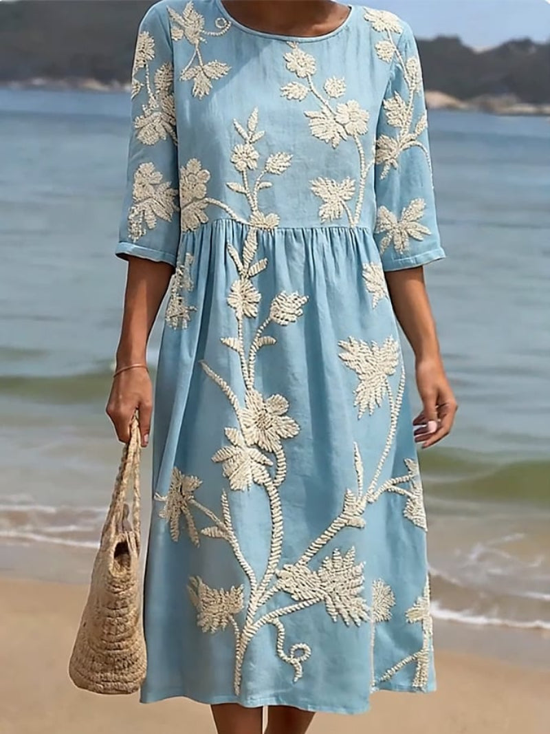 Dames Bloemenprint Midi-Jurk - Elegante Zomerlook