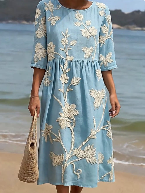 Dames Bloemenprint Midi-Jurk - Elegante Zomerlook
