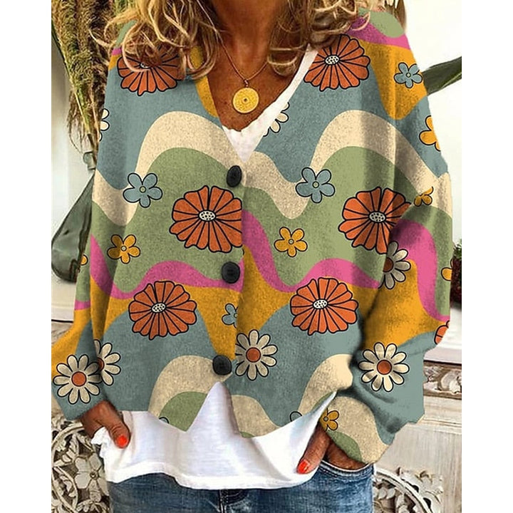 Dames bloemenprint vest open in blauw, Elegant laagje
