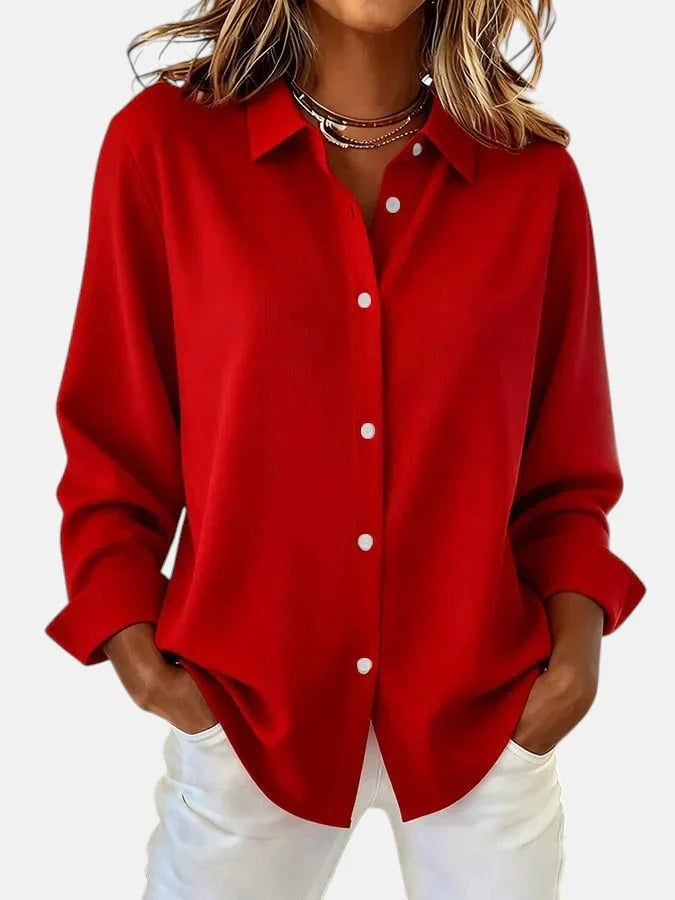 Dames Blouse Relaxed Fit - Elegant en Veelzijdig - Rood
