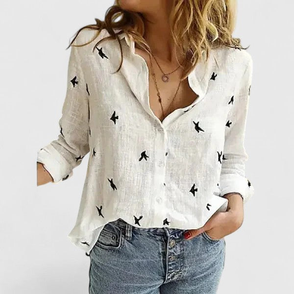Dames Blouse Relaxed Fit in wit 2, Klassieke Buttonup