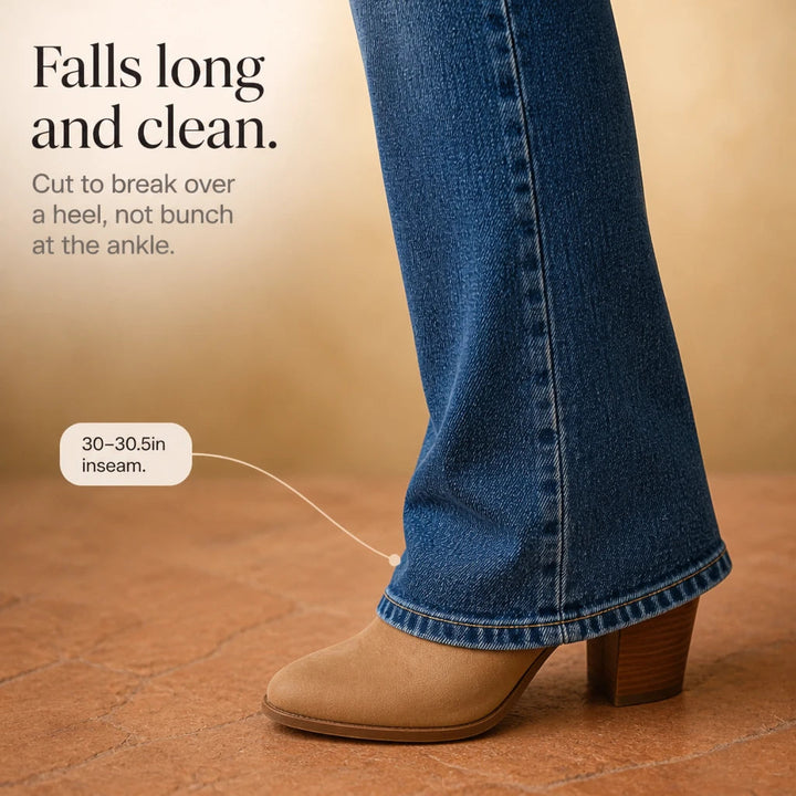 Dames Bootcut Jeans Hoge Taille - Dubbele Knoop Pasvorm