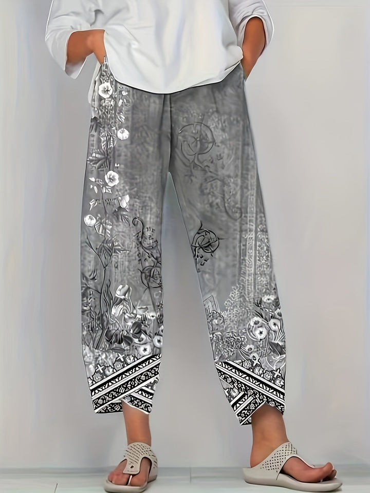 Dames Botanische Cropped Broek - Vintage Print