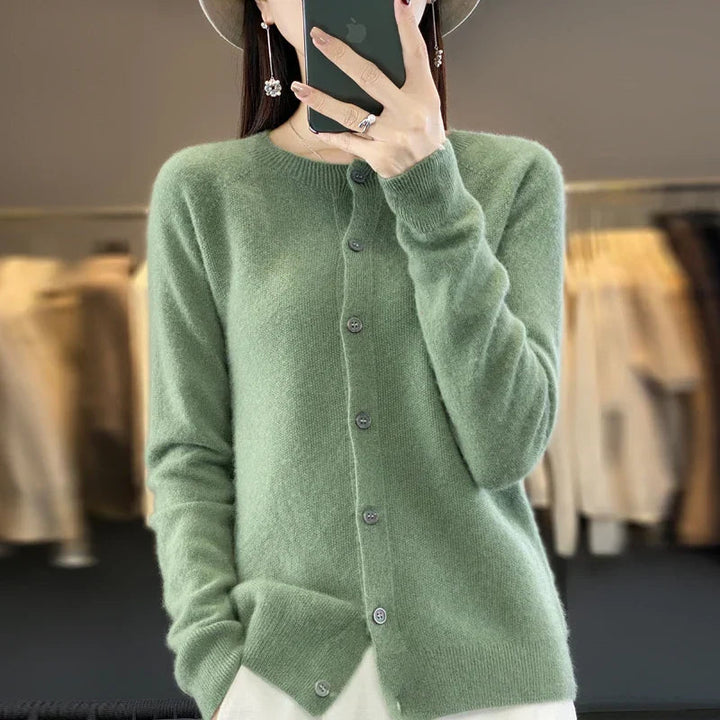 Dames Cardigan met Knopen - Verfijnde Pasvorm - Groen