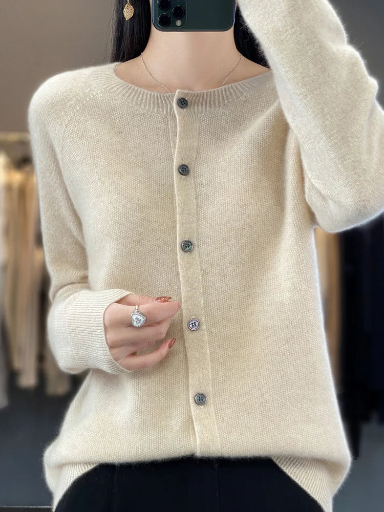 Dames Cardigan met Knopen - Verfijnde Pasvorm - Wit