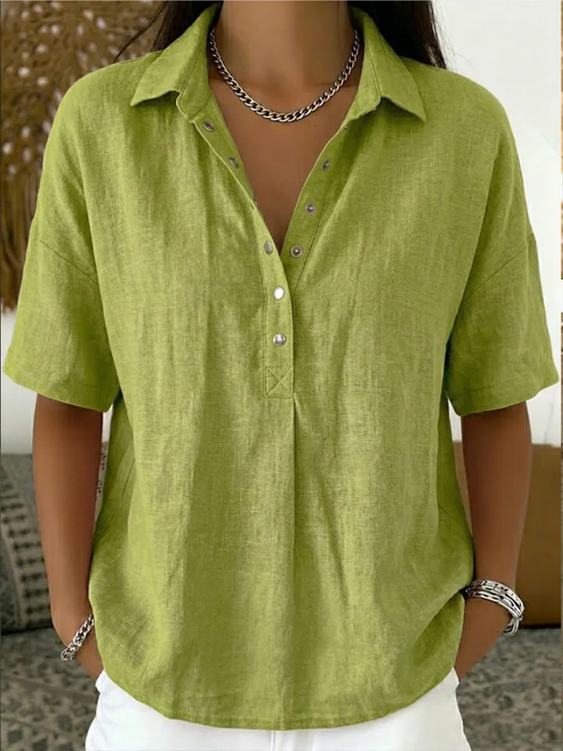 Dames Casual Overhemd met Kraag - Klassieke Snit - Groen